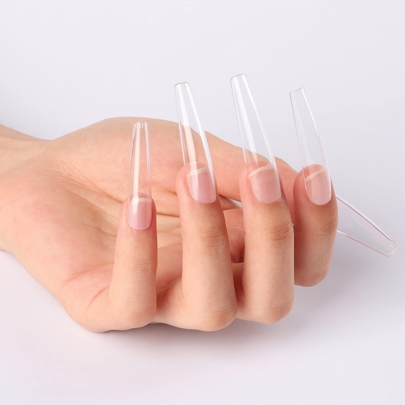 NWT 》2×《 100-pc ARTIFICIAL NAILS: TRANSLUCENT COFFIN SHAPED! - Picture 3 of 13